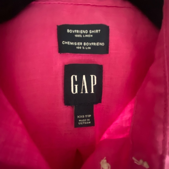 100% Linen Oversized Button Down Shirt Fuchsia - Picture 8 of 11